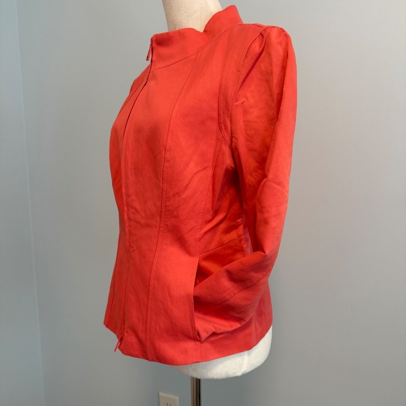 Lafayette 148 Coral Front Zip Cotton Blend Jacket Size 6 - Picture 3 of 10